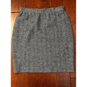 St John Collection Marie Gray Pastel Teal Blue Knit Chevron Pencil Skirt Size 6